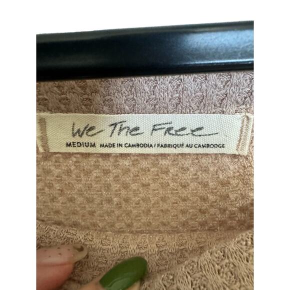 Free People North Shore Thermal Waffle Knit Long Sleeve In Beige Size Medium - Picture 8 of 10